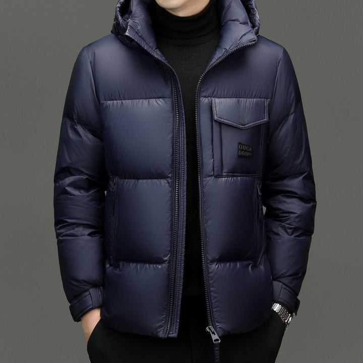 Herren Modische gesteppte Winterjacke mit Kapuze Echoarchiv