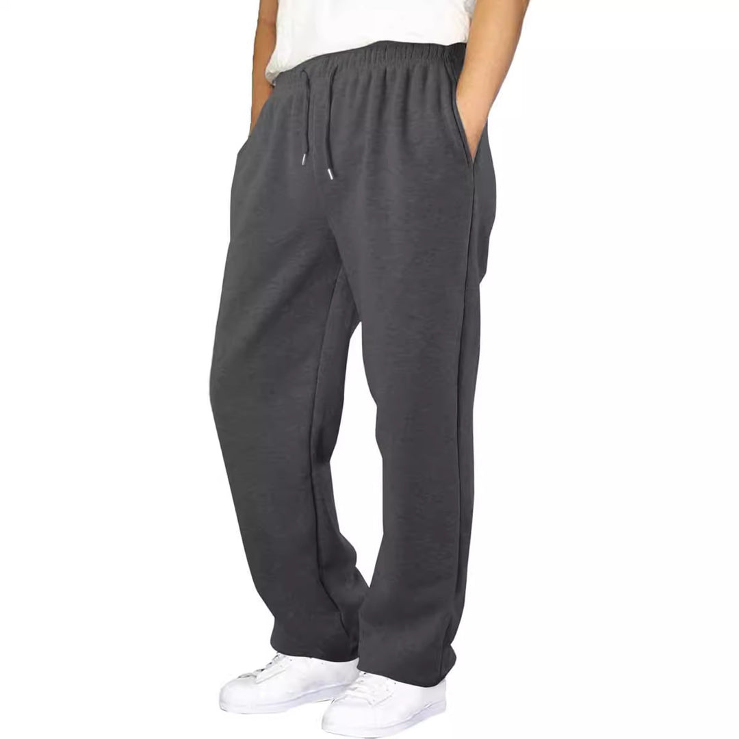 Herren Relaxed-Fit Sweatpants mit geradem Bein Fleece-Innenfutter und elastischem Kordelbund – Marzano
