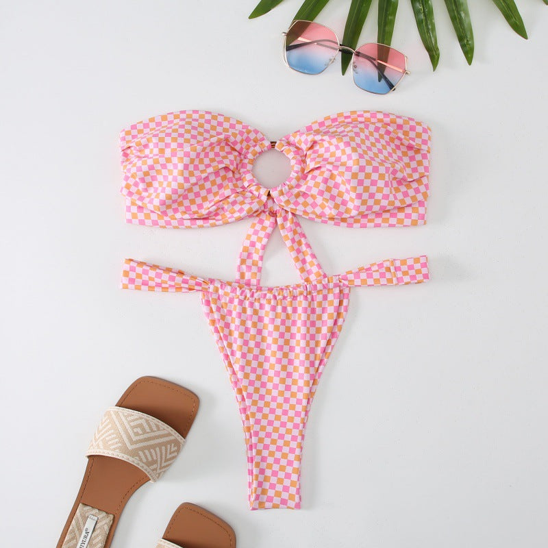 Damen Bandeau Bikini mit kreativem Raffungseffekt und verspieltem Design Echo Archiv