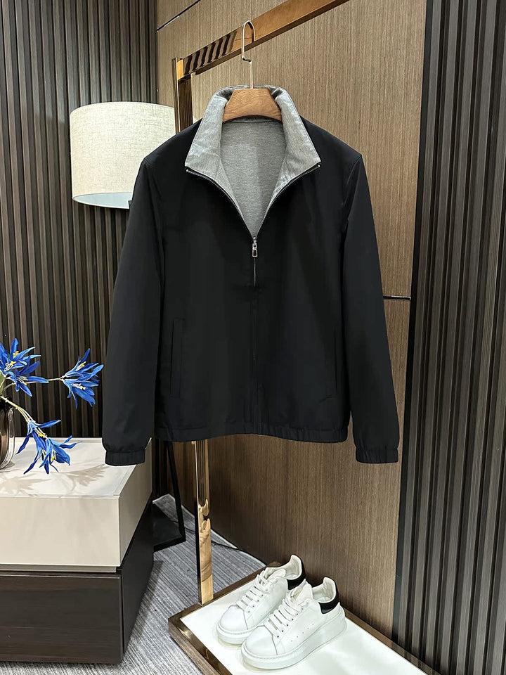 Herren Leichte Reißverschluss-Jacke mit elastischem Saum und kontrastkragen Echoarchiv