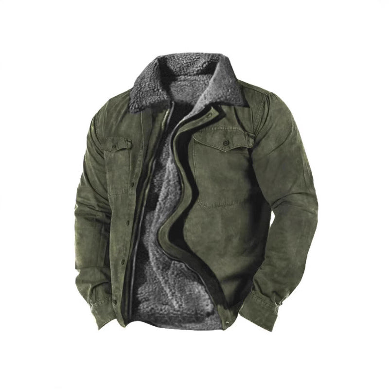 Herren Winterjacke mit warmem Kunstfellfutter und praktischem Knopfverschluss Echoarchiv