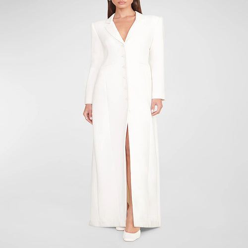 Damen Abendliches Maxikleid‑Blazer mit schlanker Silhouette, Korsettnaht und elegantem Frontschlitz Echoarchiv