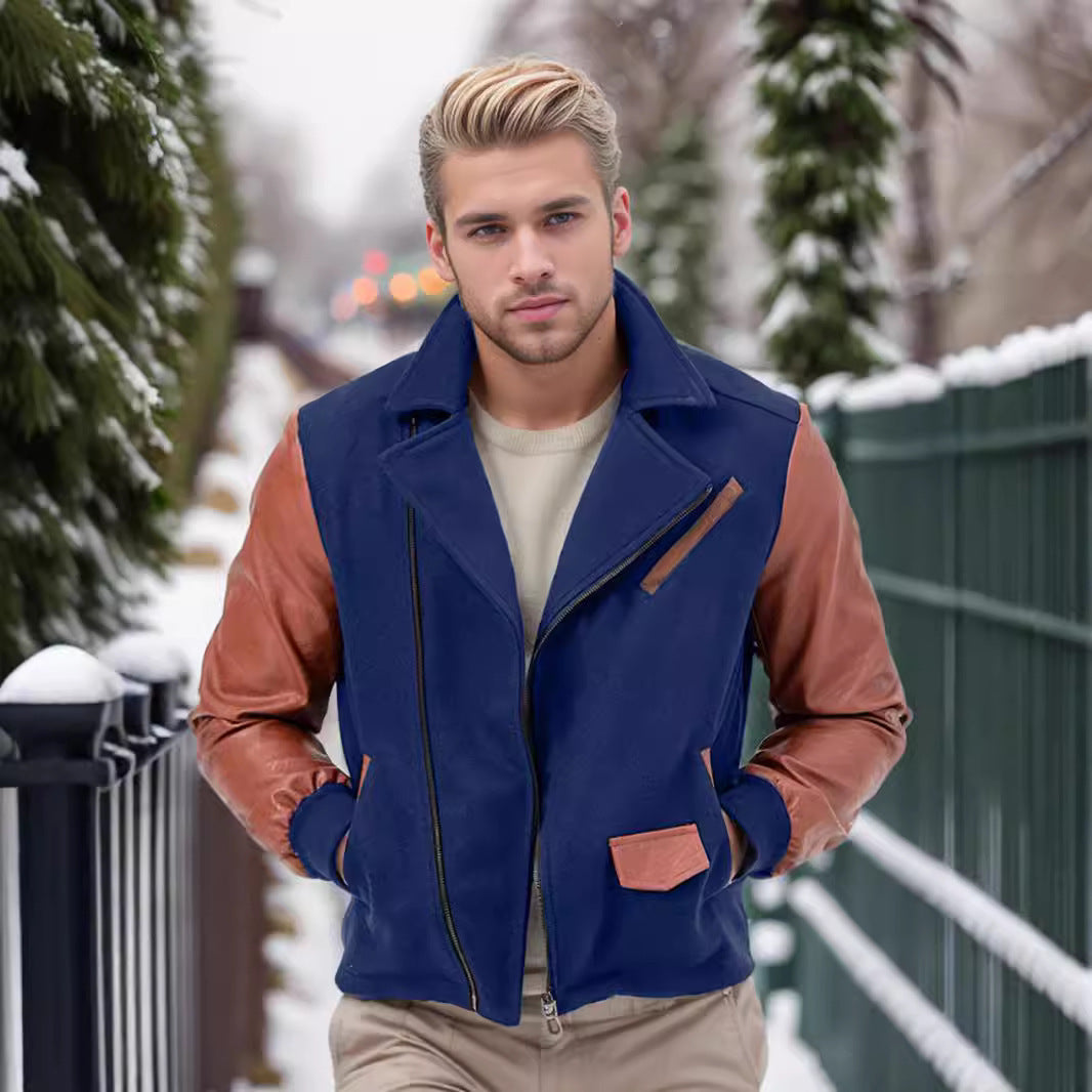 Herren elegante Bikerjacke mit kontrastierenden Ärmeln Echoarchiv