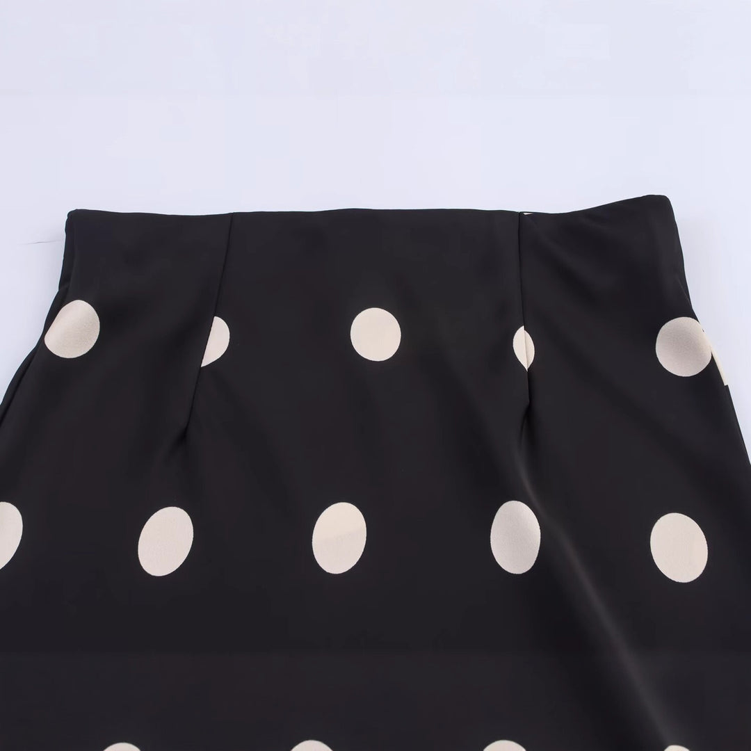 Damen A‑Linien‑Midirock aus Satin mit Pünktchenprint und fließender Silhouette Echoarchiv