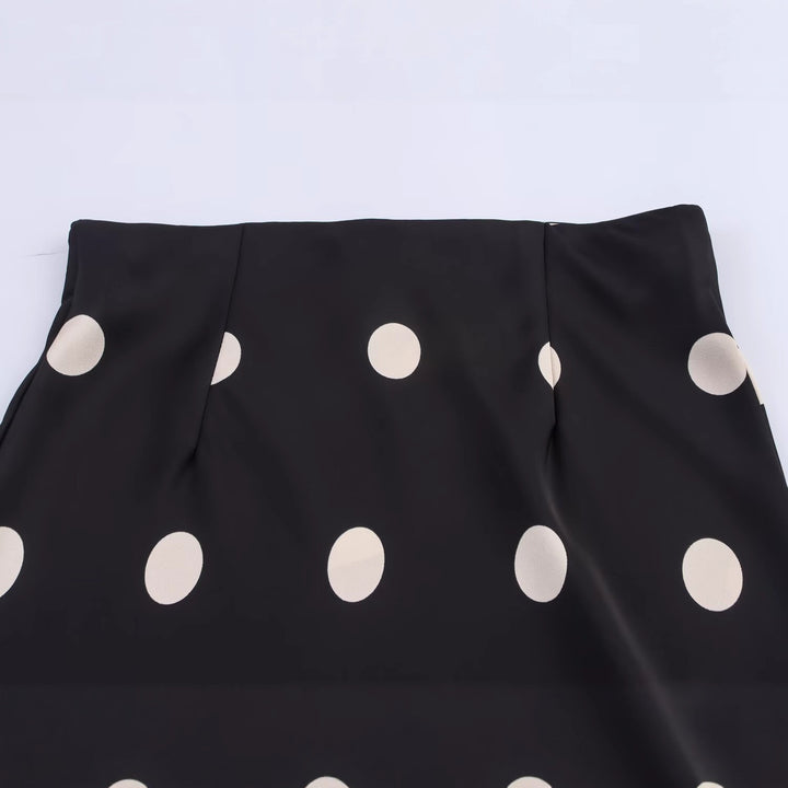 Damen A‑Linien‑Midirock aus Satin mit Pünktchenprint und fließender Silhouette Echoarchiv
