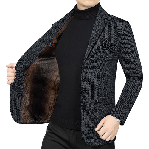 Herren Modernes Tweed-Sakko Slim Fit mit dezentem Emblem – Tianoro