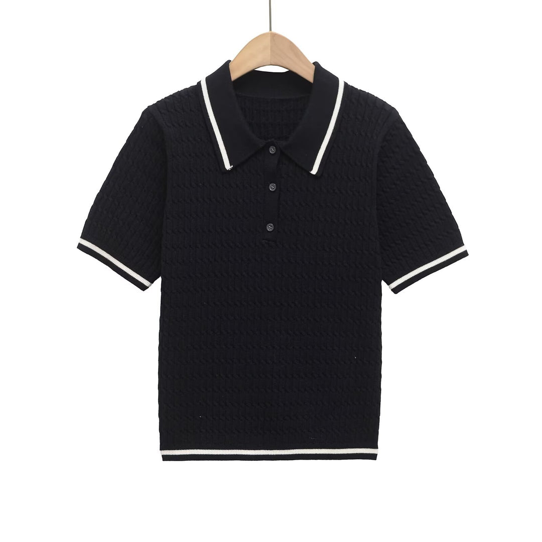 Damen Poloshirt mit strukturiertem Material und edlen Knopfdetails Echo Archiv