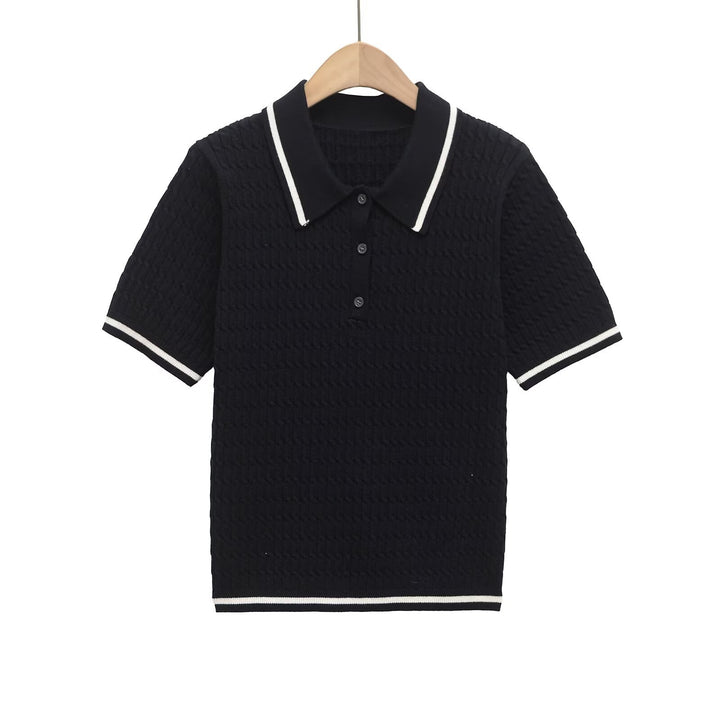 Damen Poloshirt mit strukturiertem Material und edlen Knopfdetails Echo Archiv