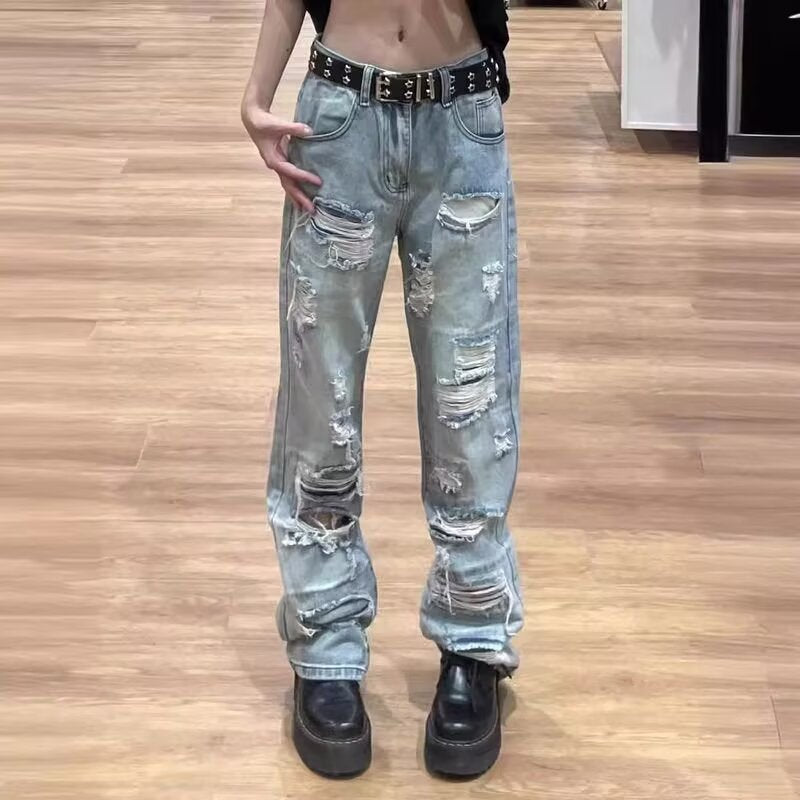 Herren Extraweite Ripped Baggy-Jeans mit tiefem Schritt und ausgeprägten Destroyed-Details Echo Archiv
