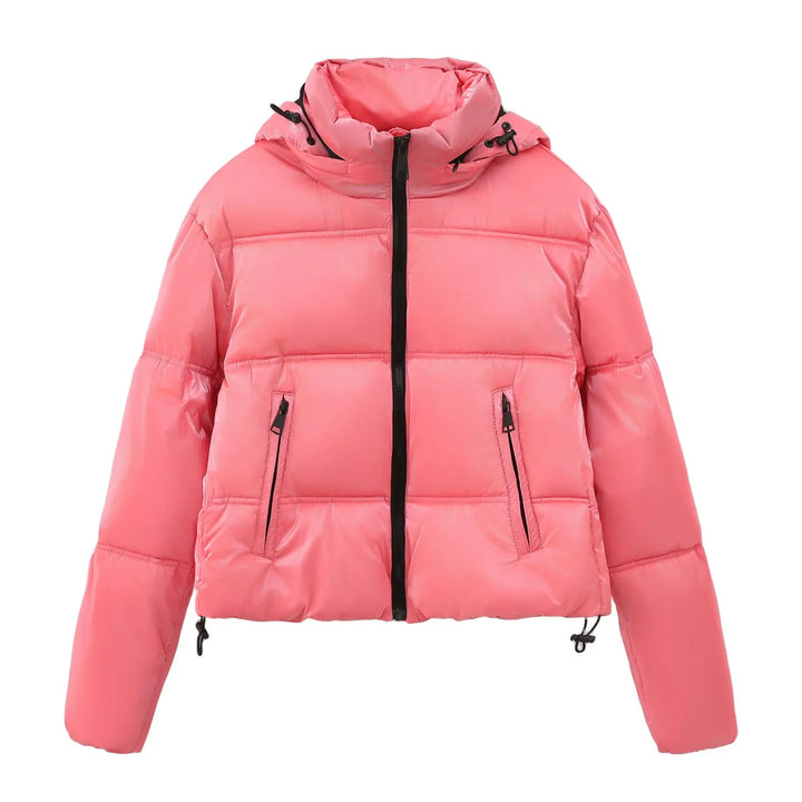 Damen nan cropped gesteppte Daunenoptik Jacke mit Kapuze und Tunnelzugsaum Echo Archiv