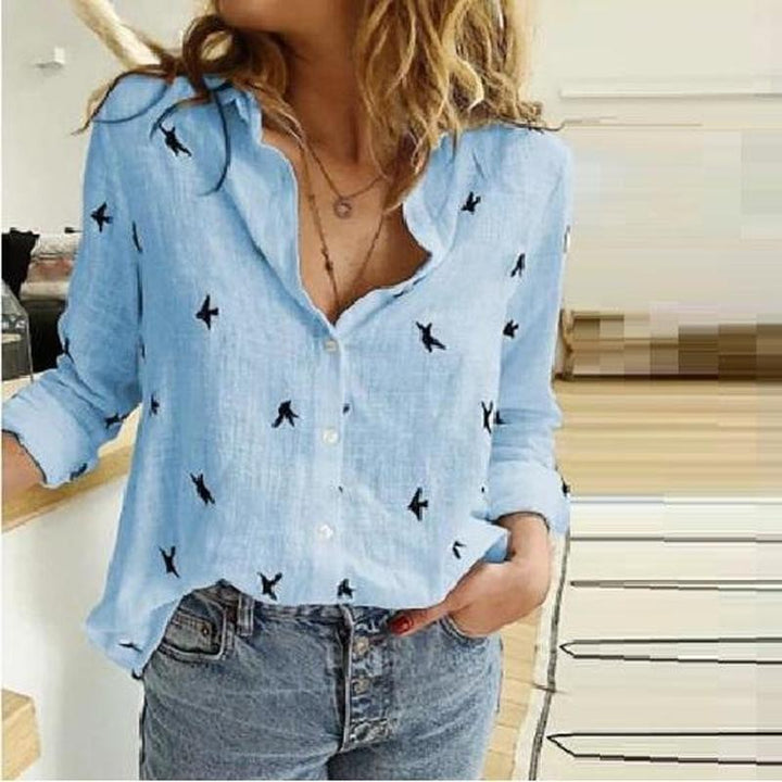 Damen Lässige Leinenbluse mit Knopfdetails Echo Archiv