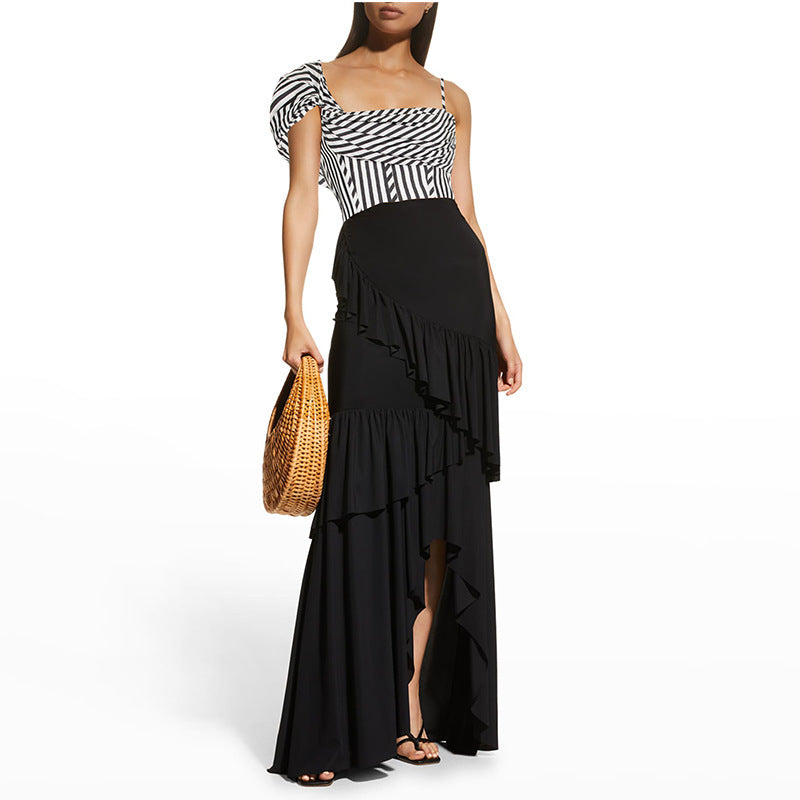Damen One-Shoulder Badeanzug mit Volantrock Echo Archiv