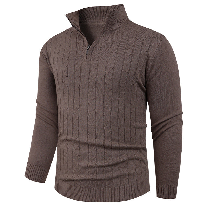 Herren Strukturierter Pullover mit ZIP-Kragen Echoarchiv