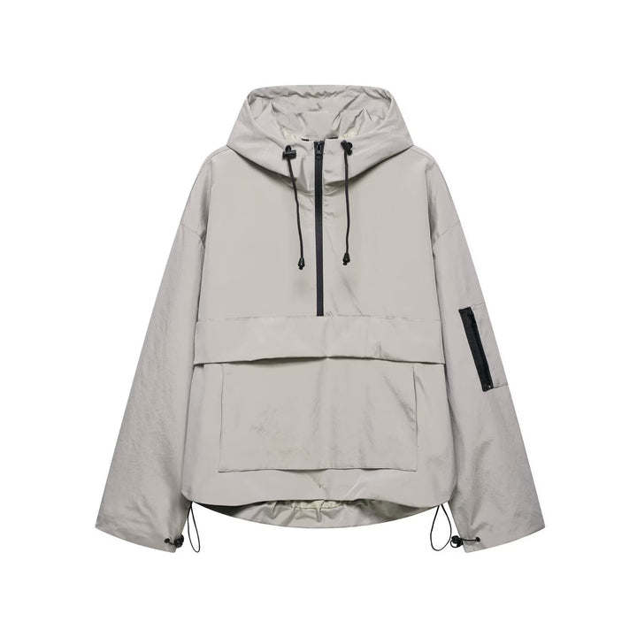Unisex nan technischer Windbreaker Anorak mit halbhohem Reißverschluss Kapuze und Kängurutasche Echo Archiv