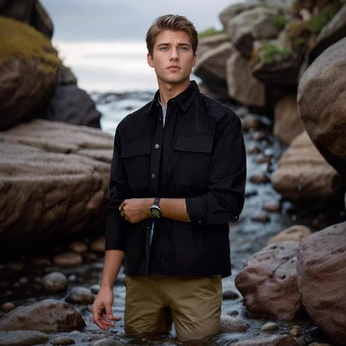 Herren lässige Hemdjacke mit praktischen Taschen Echoarchiv