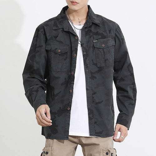 Herren Camouflage-Fieldshirtjacke aus leichtem Baumwoll-Twill mit Brusttaschen Echo Archiv