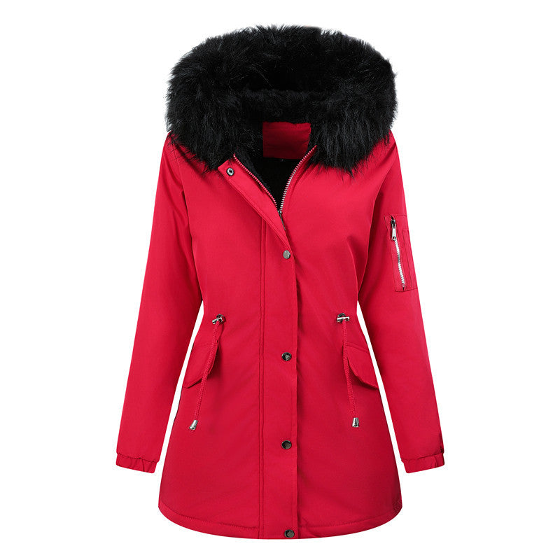 Damen Thermo-Parka mit Sherpa-Innenfutter, Kunstfellkapuze und tailliertem Kordelzug Echoarchiv
