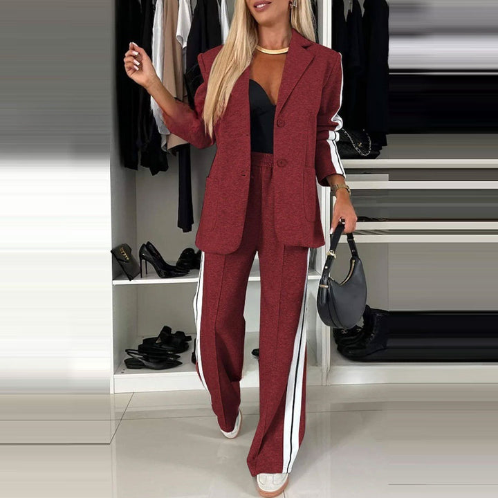 Damen Sportlich-elegantes Jersey-Tailoring-Set mit Longblazer und weitem Trackpant – Valéne