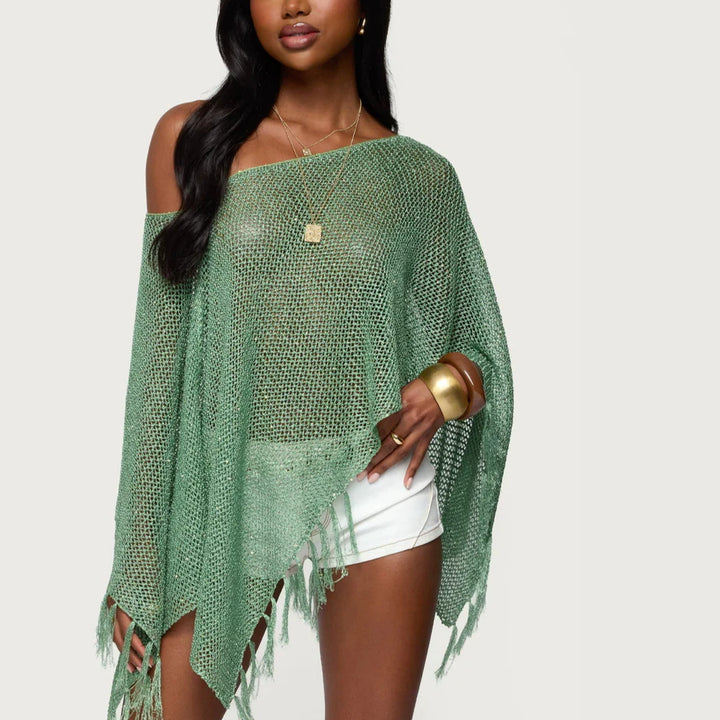 Damen Netzponcho mit funkelnden Akzenten Echo Archiv