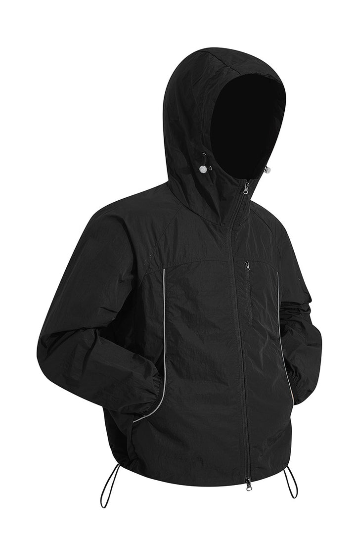 Herren Ultraleichte Kapuzenwindjacke aus Ripstop mit verstellbarem Saum & Brustreißverschluss Echoarchiv