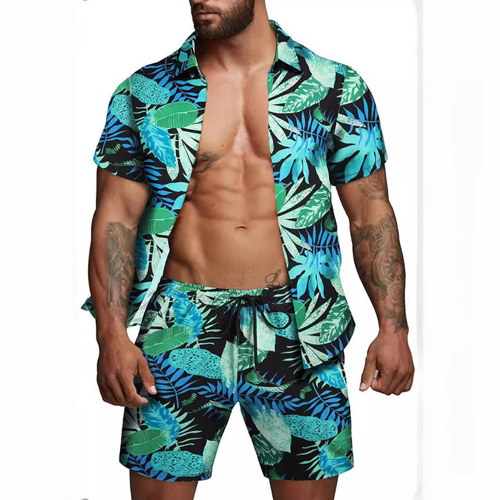 Herren kurzärmliges Hemd und Badeshorts Set Echoarchiv