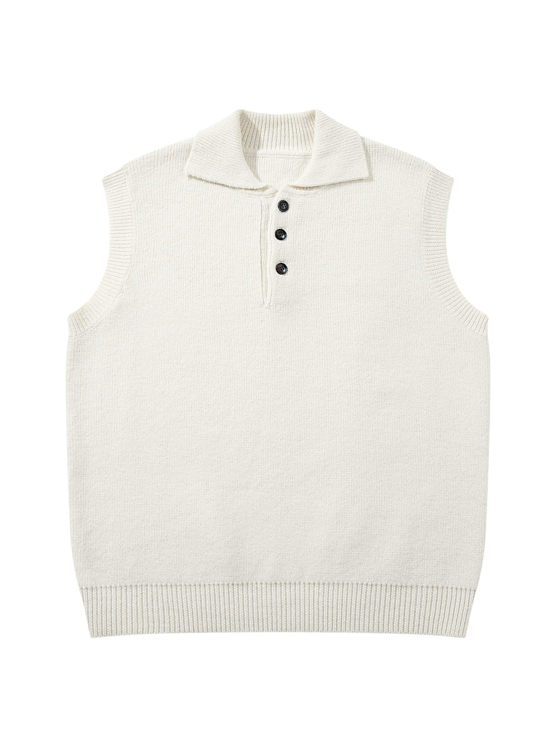 Unisex Ärmellose Strickweste mit Polokragen und Knopfleiste Echoarchiv