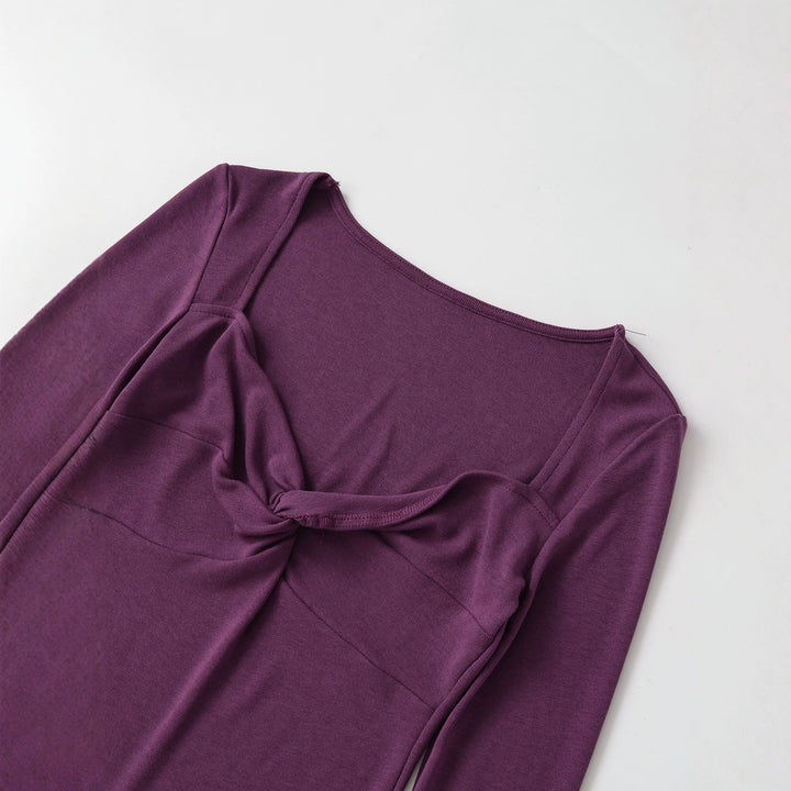 Damen Langarmshirt mit Drehknoten-Detail figurformendem Büstenteil und weiter Ausschnitt Echoarchiv