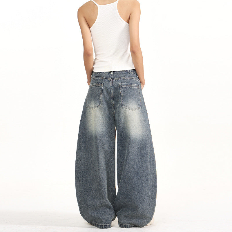 Damen Extremeweite Balloon-Jeans im Palazzoschnitt mit aufgesetzten Taschen Echo Archiv