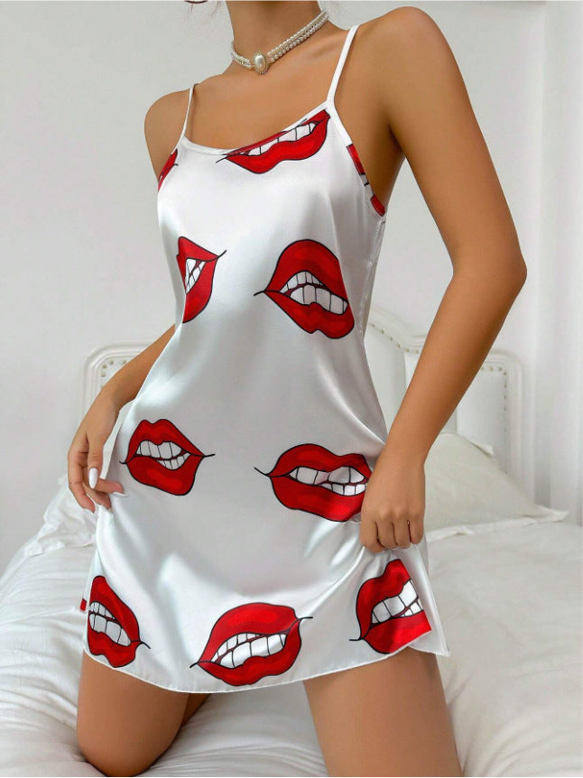 Damen Nachtkleid mit attraktiven Lippenmotiv Echo Archiv