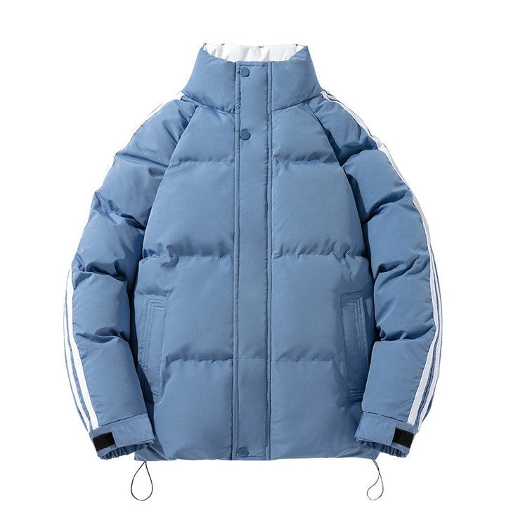 Männermode Sportliche gesteppte Winterjacke mit hohem Stehkragen, Ärmelnstreifen und verstellbarem Saum – Marzano