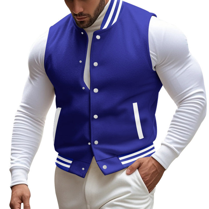 Herren sportliche Collegejacke mit Druckknöpfen und Streifen Echoarchiv