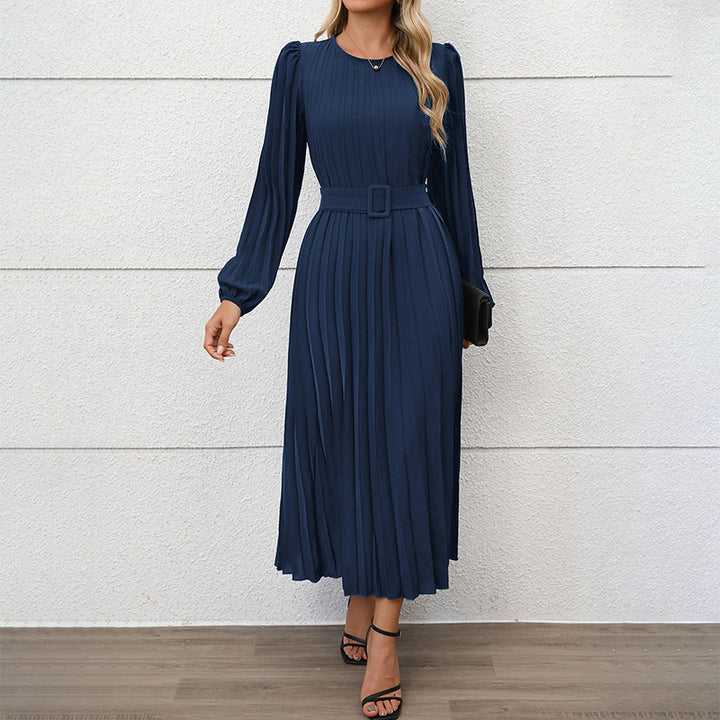 Damen Elegantes Faltenmaxikleid mit Taillengürtel Echo Archiv