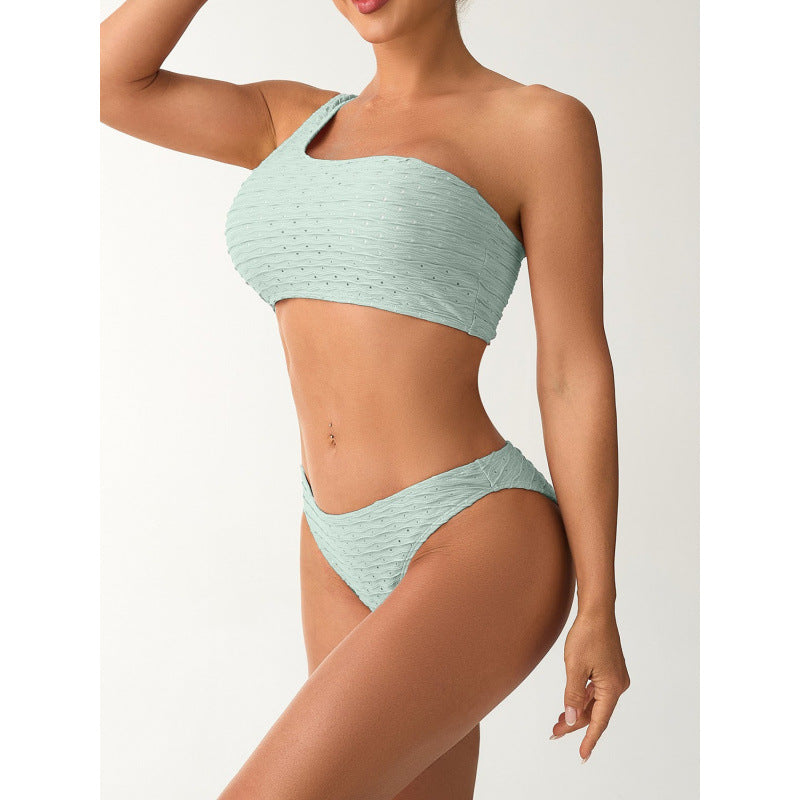 Damen Einseitiger Bikini mit elegantem Rippendesign und verstellbaren Trägern Echo Archiv