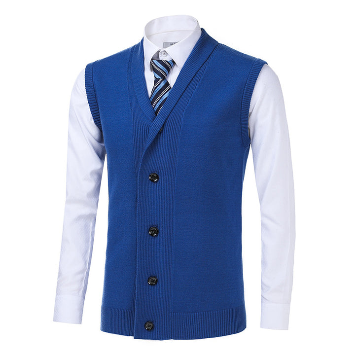 Herren elegante Strickweste mit V-Ausschnitt und praktischen Knöpfen Echoarchiv