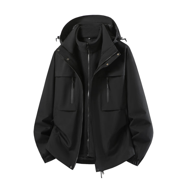 Herren Zweiteiliger Softshell-Parka mit herausnehmbarer Fleece-Innenjacke und Kapuze Echoarchiv