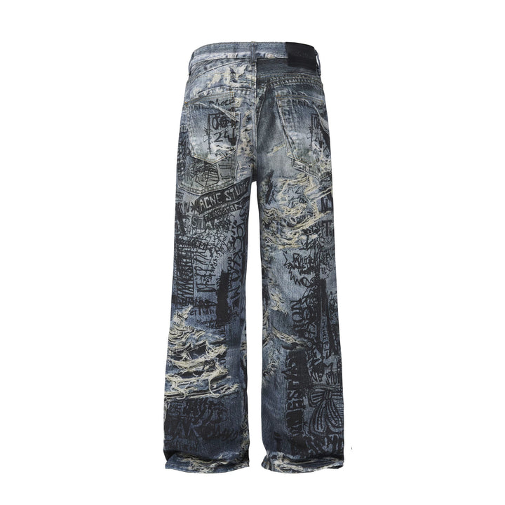 Herren Modische Weit geschnittene Destroyed Jeans Echoarchiv