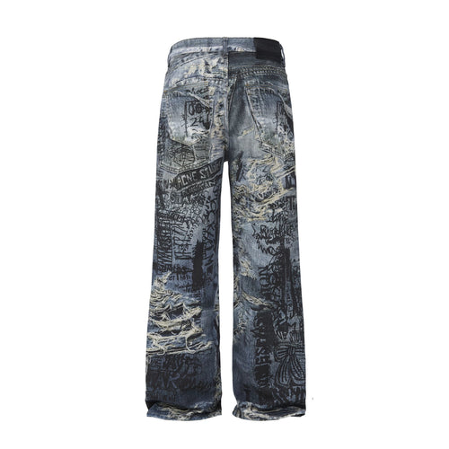 Herren Modische Weit geschnittene Destroyed Jeans Echoarchiv
