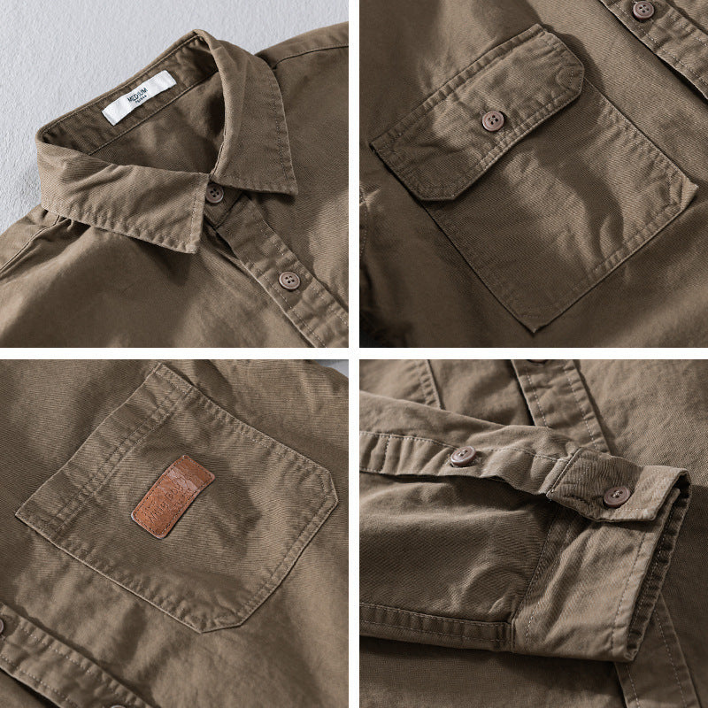 Herren Overshirt-Hemdjacke im Utility-Stil mit Brusttaschen Echoarchiv