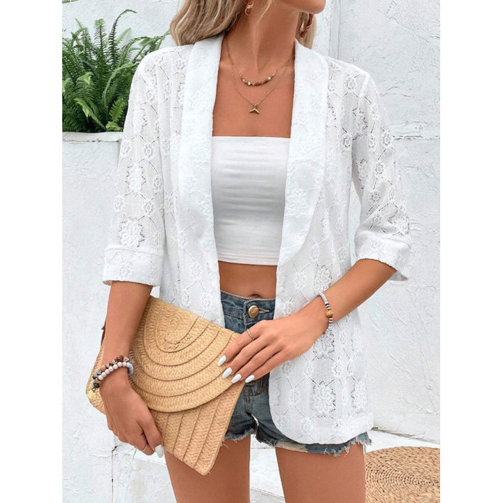 Damen Spitzenjacke im lässigen Boho-Stil mit floralem Design und 3/4-Ärmeln Echo Archiv