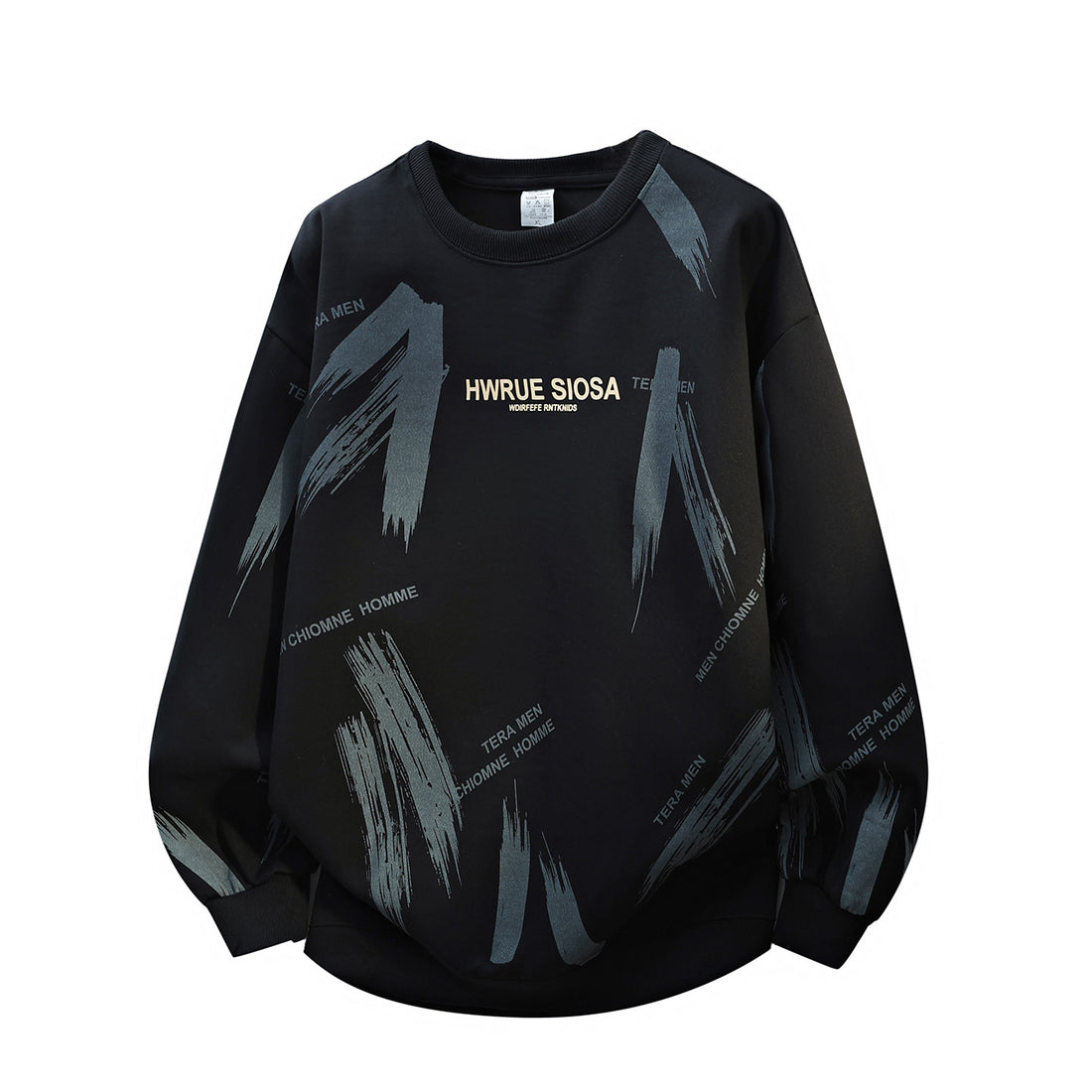 Herren Oversize Rundhals-Sweatshirt mit Pinselprint & elastischen Bündchen Echoarchiv