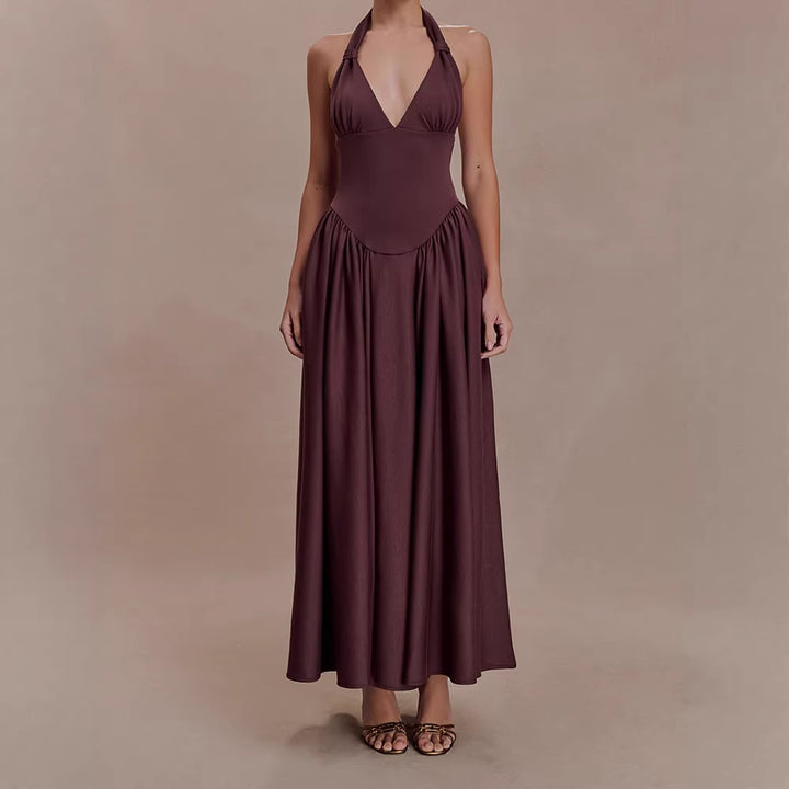 Damen Halter-Ausschnitt Maxikleid mit figurbetonter Silhouette Echo Archiv