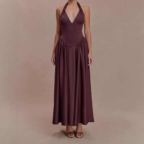 Damen Halter-Ausschnitt Maxikleid mit figurbetonter Silhouette Echo Archiv