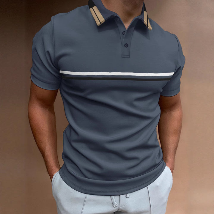 Herren modisches Kurzarm-Polohemd mit eleganten Streifen Echoarchiv