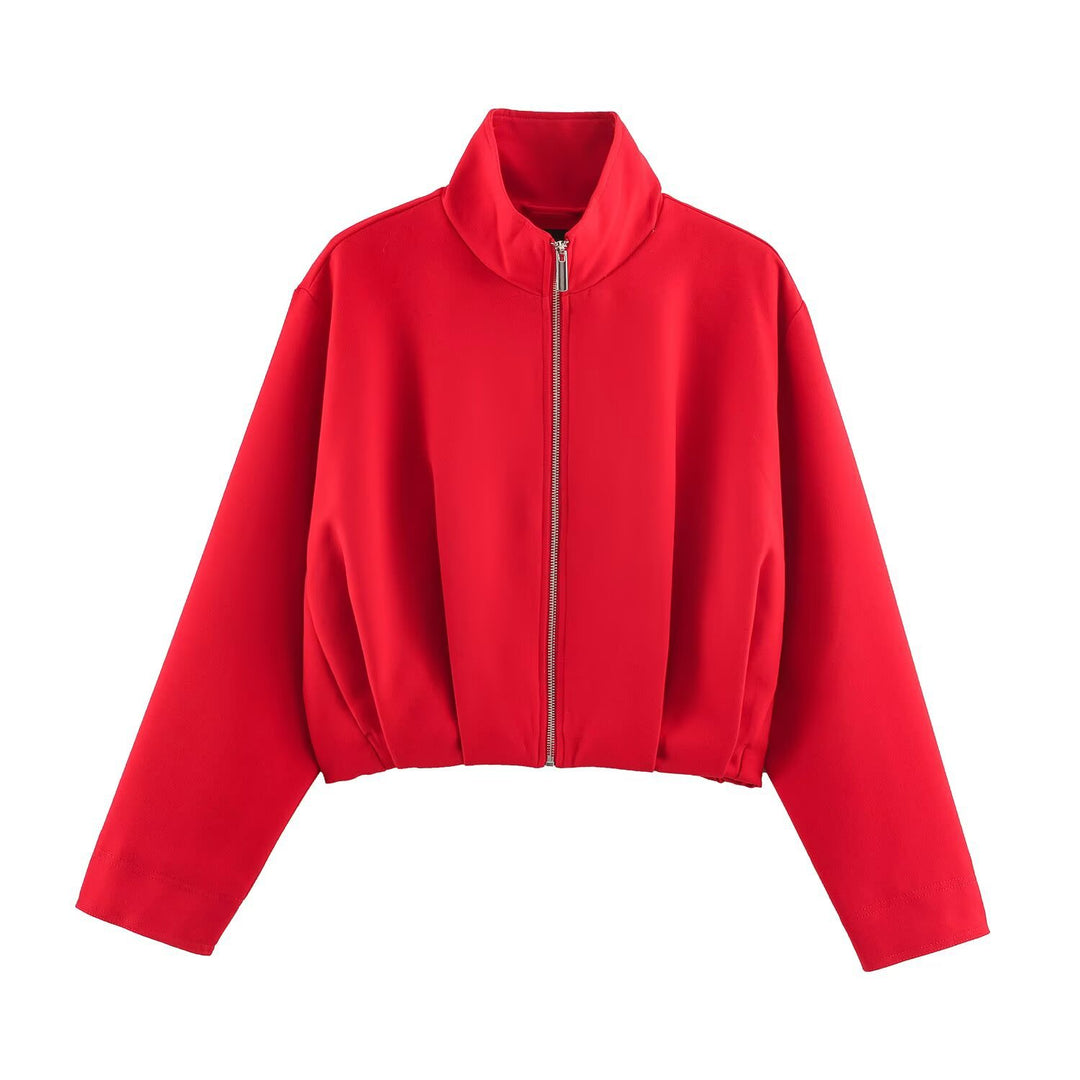 Damen Kurzblouson im Boxy‑Cut mit hohem Stehkragen und elastischem Saum Echo Archiv