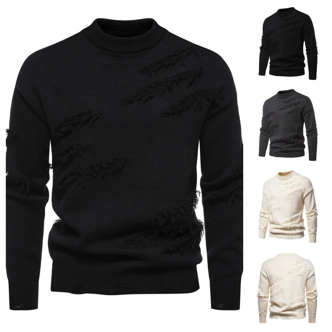 Herren modischer Rollkragenpullover mit distressed Details Echoarchiv