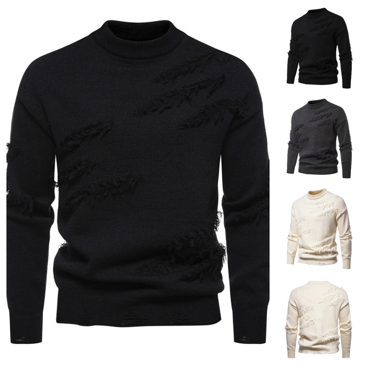 Herren modischer Rollkragenpullover mit distressed Details Echoarchiv