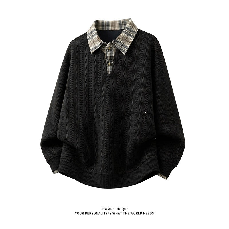 Herren Lagenlook-Pullover mit integriertem Karohemdkragen Echo Archiv