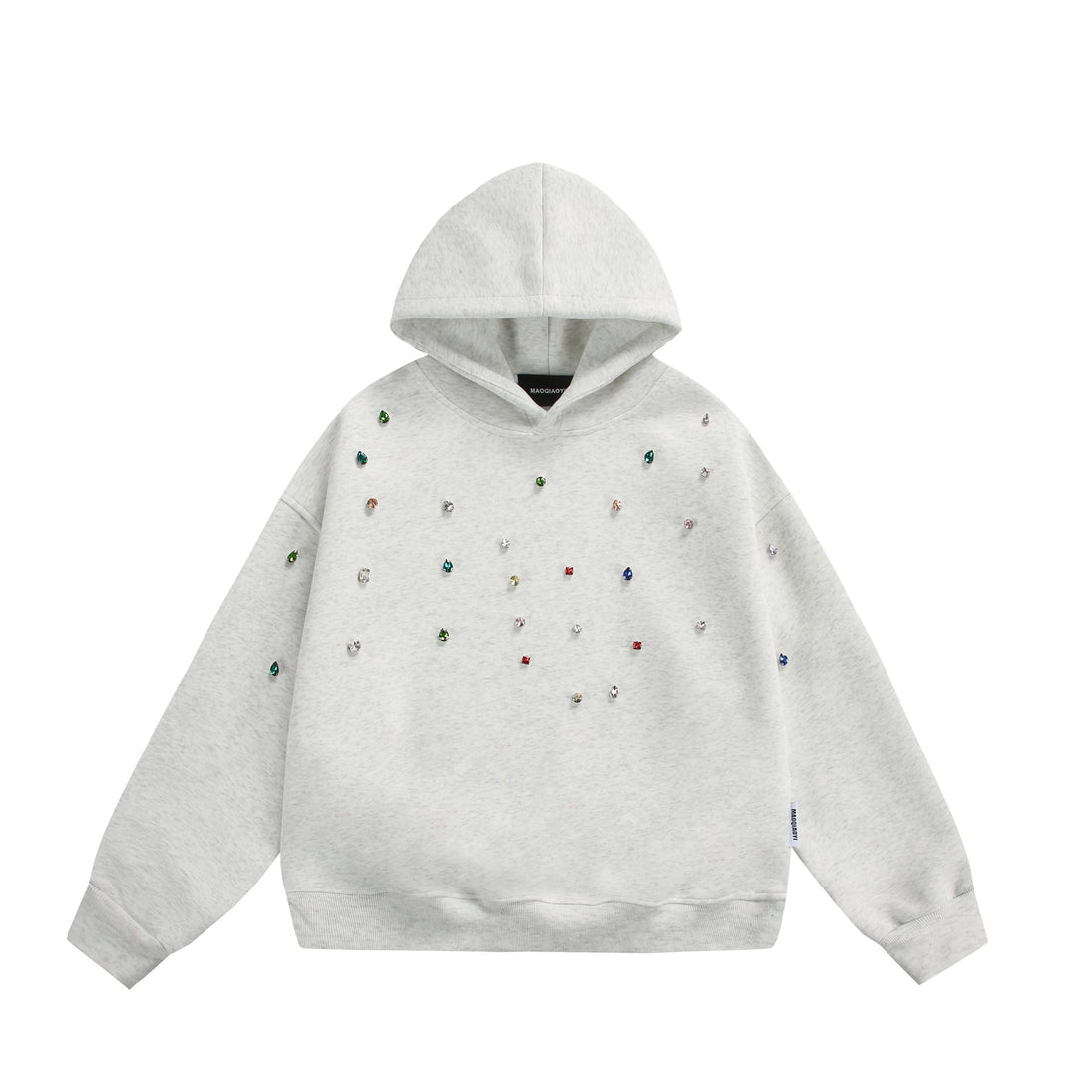 Damen Oversize-Kapuzenpullover mit Strassapplikationen und Relaxed-Schnitt Echoarchiv