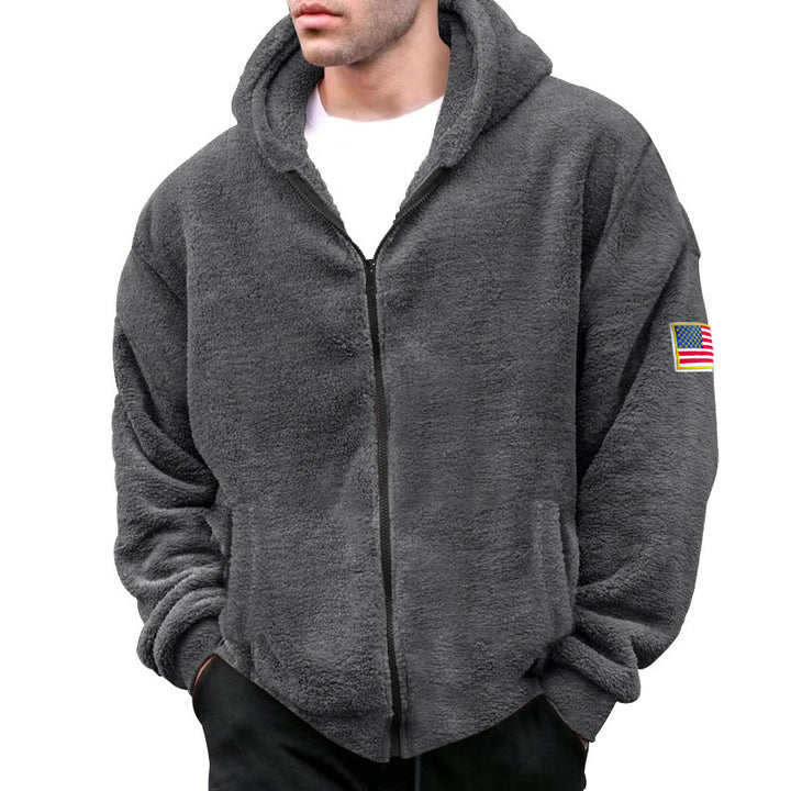 Herren kuschelige Fleecejacke mit Kapuze und praktischen Taschen Echoarchiv