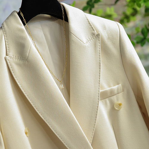 Damen Doppelreihiger taillierter Twill-Blazer mit Reverskragen Echo Archiv